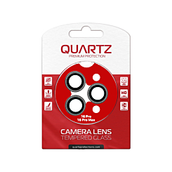 Buy the Quartz HD Tempered Glass in Black with Glitter Diamond Camera Lens for iPhone 16 Pro and 16 Pro Max Back Camera.