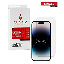 Purchase the QUARTZ Clear Tempered Glass for iPhone 15 Plus and 15 Pro Max, single pack.