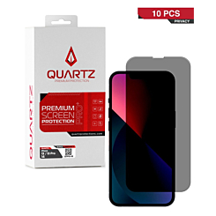 QUARTZ Privacy Tempered Glass for iPhone 13 / 13 Pro / 14 / 16e / 17e (Pack of 10)