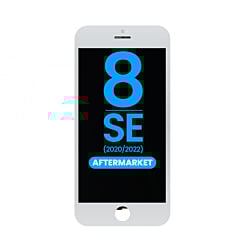 Purchase the white LCD assembly with steel plate for iPhone 8, SE 2020, and SE 2022 – aftermarket QV6.