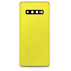 Shop the back glass with camera lens and adhesive for Galaxy S10 in Canary Yellow, no logo.