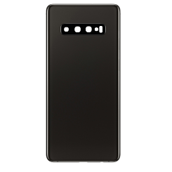 Purchase the back glass with camera lens and adhesive for Galaxy S10 Plus in Ceramic Black, no logo.