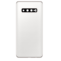 Grab wholesale deals on the back glass with camera lens and adhesive for Galaxy S10 Plus in Ceramic White, no logo.