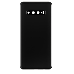Buy the back glass with camera lens and adhesive for Galaxy S10 Plus in Prism Black, no logo.