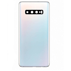 Order the back glass with camera lens and adhesive for Galaxy S10 Plus in Prism White, no logo.
