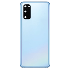 Buy the back glass with camera lens and adhesive for the Galaxy S20, no logo, in Cloud Blue.