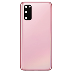 Shop the back glass with camera lens and adhesive for the Galaxy S20, no logo, in Cloud Pink.