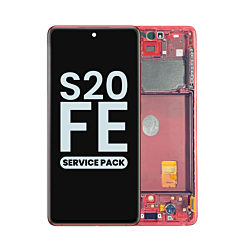 Order the OLED Assembly with Frame for Galaxy S20 FE G780 in Cloud Red, Service Pack.