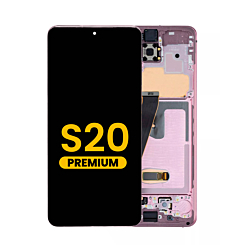 Buy the OLED assembly with frame for the Galaxy S20 G980 and G981, not compatible with Verizon, in Cloud Pink, Premium.