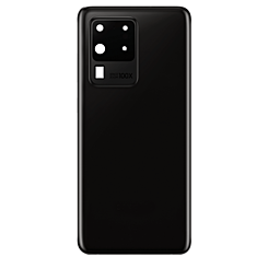 Purchase the Back Glass with Camera Lens and Adhesive for Galaxy S20 Ultra, No Logo, Cosmic Black.