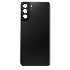 Stock up on the Back Glass with Camera Lens and Adhesive for Galaxy S21, No Logo, in Phantom Black.
