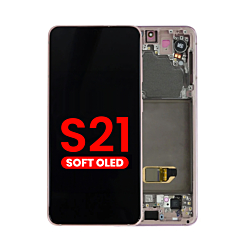 Purchase the OLED Assembly with Frame for Galaxy S21 G991 in Phantom Pink, Aftermarket OLED.