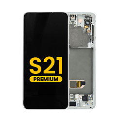 Purchase the OLED Assembly with Frame for Galaxy S21 G991 in Phantom Silver, Premium.
