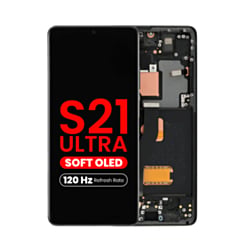 OLED Assembly with Frame for Galaxy S21 Ultra (G998) (PHANTOM BLACK) (Aftermarket Plus Soft Oled / 120Hz)