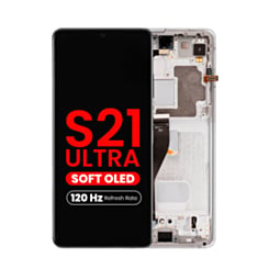 OLED Assembly with Frame for Galaxy S21 Ultra (G998) (PHANTOM SILVER) (Aftermarket Plus Soft Oled / 120Hz)
