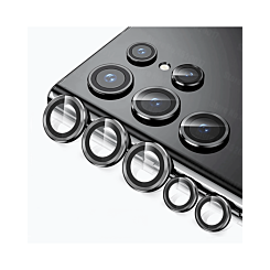 Shop the metal ring with HD tempered glass for Galaxy S22 Ultra in black.