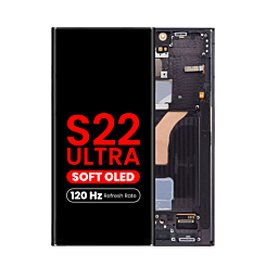 OLED Assembly with Frame for Galaxy S22 Ultra (S908) (PHANTOM BLACK) (Aftermarket Pro Soft Oled / 120HZ)