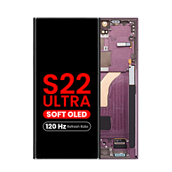 OLED Assembly with Frame for Galaxy S22 Ultra (S908) (BURGUNDY) (Aftermarket Pro Soft Oled / 120HZ)