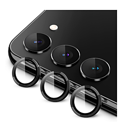 Order the metal ring with HD tempered glass for Galaxy S23 and S23 Plus in black.