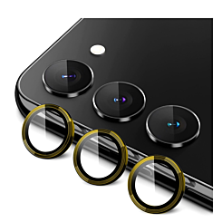 Shop the metal ring with HD tempered glass for Galaxy S23 and S23 Plus in gold.