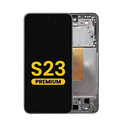 Purchase the OLED assembly with frame for Galaxy S23 S911 in phantom black. Premium quality.