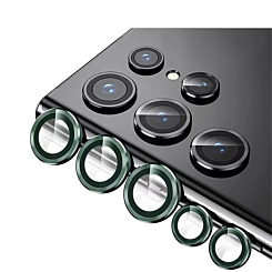 Shop the metal ring with HD tempered glass for Galaxy S23 Ultra in green.