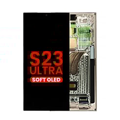 Buy the OLED assembly with frame for Galaxy S23 Ultra S918 in cream. Aftermarket OLED.