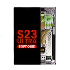 Purchase the OLED assembly with frame for Galaxy S23 Ultra S918 in lavender. Aftermarket OLED.