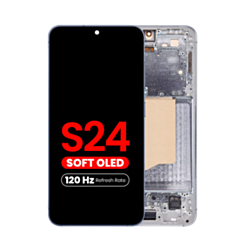 OLED Assembly with Frame for Galaxy S24 (S921) (SAPPHIRE BLUE) (Aftermarket Plus Soft Oled / 120Hz)