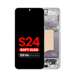 OLED Assembly with Frame for Galaxy S24 (S921) (MARBLE GRAY) (Aftermarket Plus Soft Oled / 120Hz)