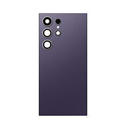 Stock up on the Back Glass with Camera Lens and Adhesive for Galaxy S24 Ultra, no logo, in titanium violet.
