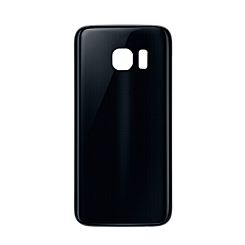 Order the back glass with camera lens and adhesive for Galaxy S7 Edge, no logo, in Black.