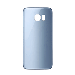Purchase the back glass with camera lens and adhesive for Galaxy S7 Edge, no logo, in Coral Blue.