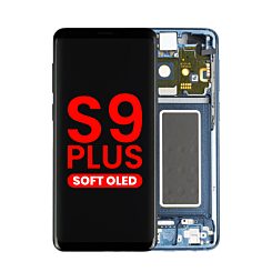 Stock up on the OLED assembly with frame for Galaxy S9 Plus G965 in Coral Blue, aftermarket OLED.