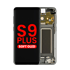 Order the OLED assembly with frame for Galaxy S9 Plus G965 in Titanium Gray, aftermarket OLED.