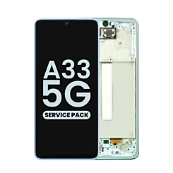 Shop the OLED Assembly with Frame for Galaxy A33 5G A336 2022 in Awesome Blue, Service Pack.
