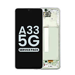 Purchase the OLED Assembly with Frame for Galaxy A33 5G A336 2022 in Awesome White, Service Pack.
