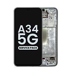 Stock up on the OLED Assembly with Frame for Galaxy A34 5G A346 2023 in Awesome Silver, Service Pack.