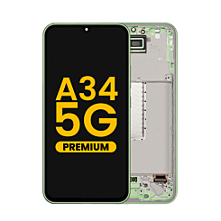 Stock up on the OLED Assembly with Frame for Galaxy A34 5G A346 2023 in Awesome Lime, Premium.

