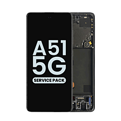 Buy the OLED Assembly with Frame for Galaxy A51 5G, model A516 from 2020, in Prism Cube Black, Non-Verizon – Service Pack.
