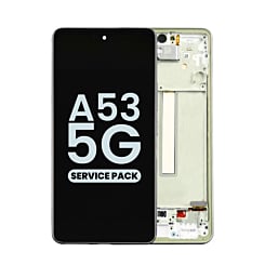 Shop the OLED Assembly with Frame for Galaxy A53 5G, model A536 from 2022, in Awesome White – Service Pack.