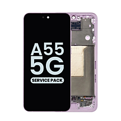 Buy the OLED assembly with frame for the Galaxy A55 5G 2024 in Awesome Lilac, service pack.