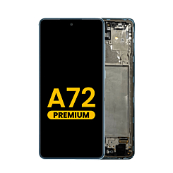 Purchase the premium Awesome Blue OLED assembly with frame for the Galaxy A72 2021 model A725.