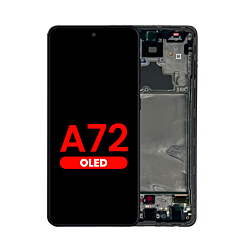 Buy the 6.67-inch Awesome Black OLED assembly with frame, aftermarket, for the Galaxy A72 2021 model A725.