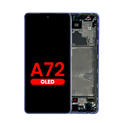 Order the 6.67-inch Awesome Violet OLED assembly with frame, aftermarket, for the Galaxy A72 2021 model A725.