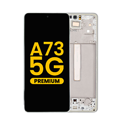 Buy the premium white OLED assembly with frame for the Galaxy A73 5G 2022 model A736.