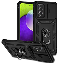 Galaxy A73 5G Dual Layers Hybrid Case with Metal Ring And Camera Protector - BLACK (Only Ground Shipping)