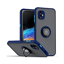 Galaxy X Cover 6 Pro Hard PC Rear / Soft TPU Colorful Border Case with I-ring Holder - BLUE (Only Ground Shipping)