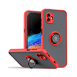 Galaxy X Cover 6 Pro Hard PC Rear Soft TPU Colorful Border Case with I-ring Holder - RED (Only Ground Shipping)