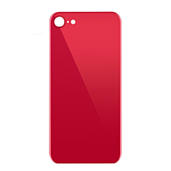 Buy the red back glass with a bigger camera hole for iPhone SE 2020 – no logo.